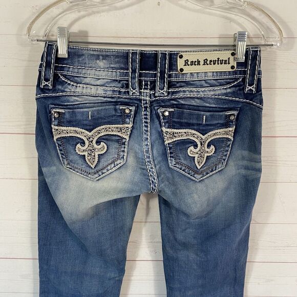 Rock Revival Womens Adele Boot Jeans Size 26 Blue Stretch Pocket Details *flaw* - Picture 4 of 16
